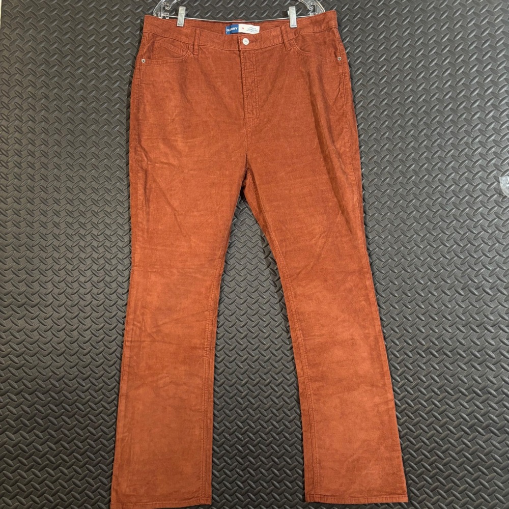Old Navy Orange Corduroy Extra High Rise Kicker Bootcut Pants Women's Size 16